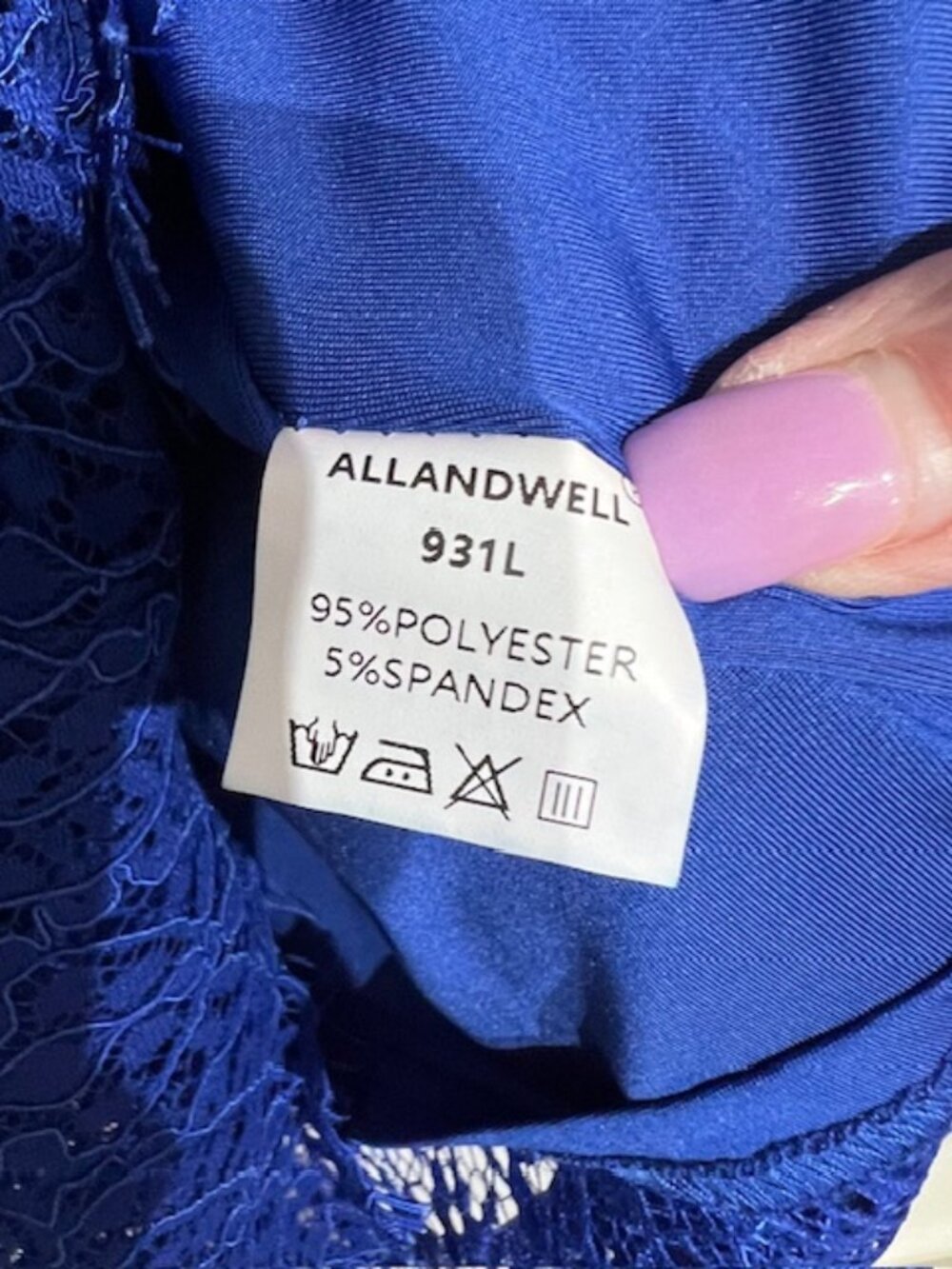 ALLANDWELL Womens Floral Lace Knee-Length Bodycon Party Dress Royal Blue Large - Picture 10 of 10